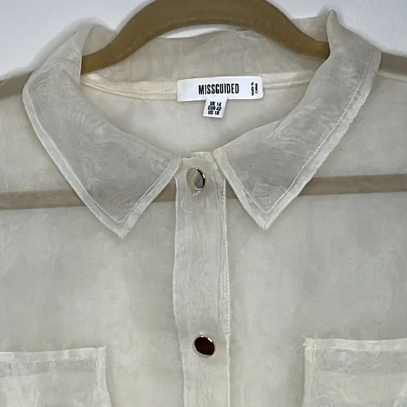 Missguided Sheer White Blouse - Picture 4 of 6